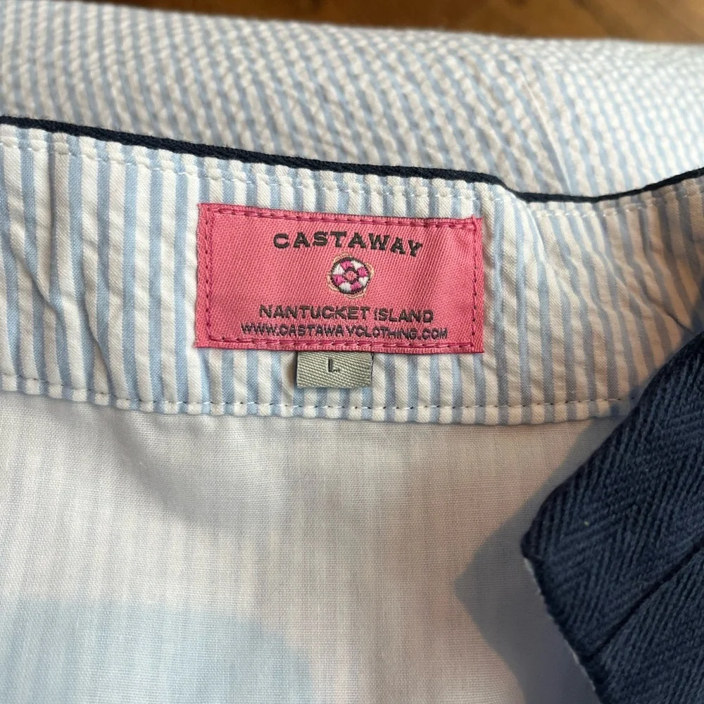 Castaway Light Blue and Navy Tunic Dress. Size Large - Picture 5 of 6